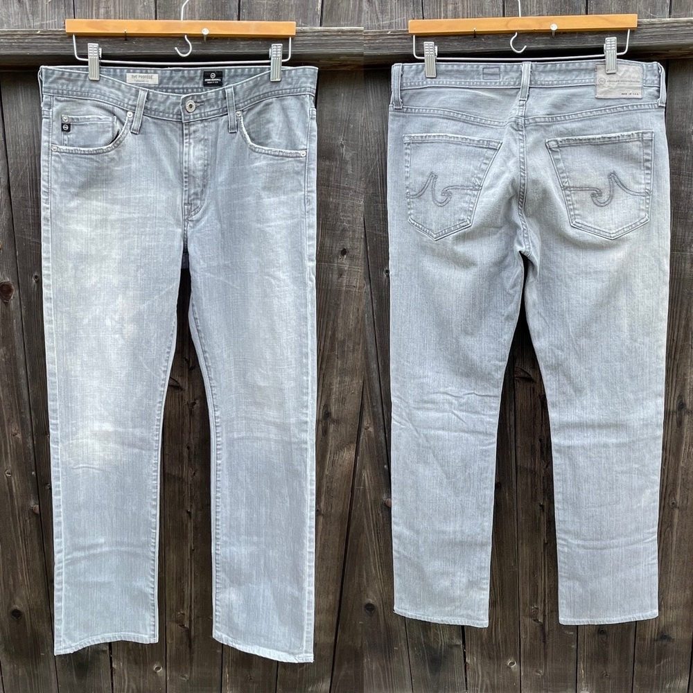 AG Adriano Goldschmied The Protégé Straight Leg  Distress Gray Jeans 34X34